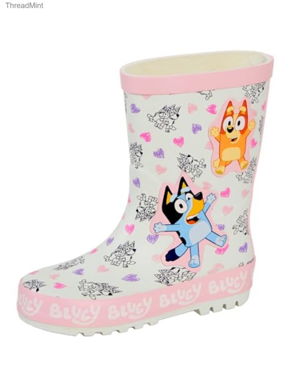 Kids Rubber Rain Boots with Bluey & Bingo Design, Pull-On Style, Water Resistant